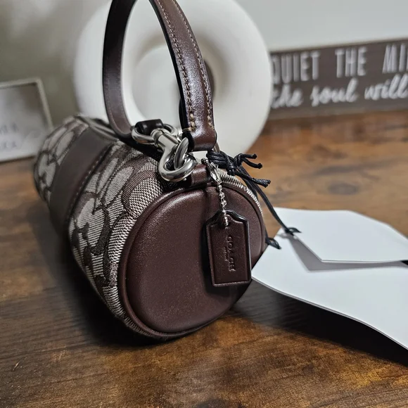 ONE DAY SALE...Coach Signature Jacguard Barrel Nolita Maple - Picture 6 of 10